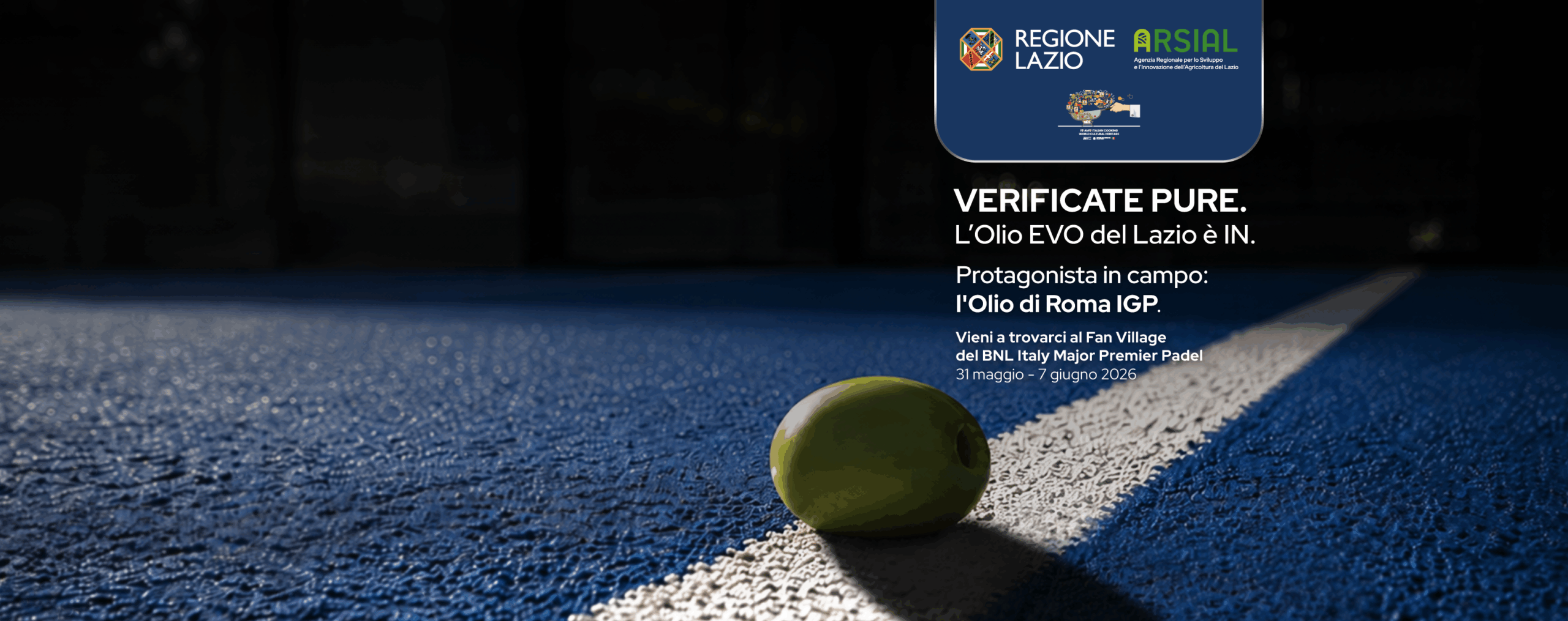 L’Olio EVO del Lazio torna in campo all’Italy Major Premier Padel